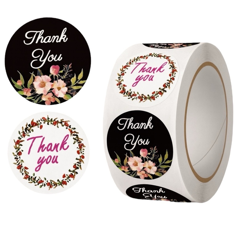 Thank You Sticker Flower Label Wedding Packaging Envelope Seal NEW - Picture 1 of 3